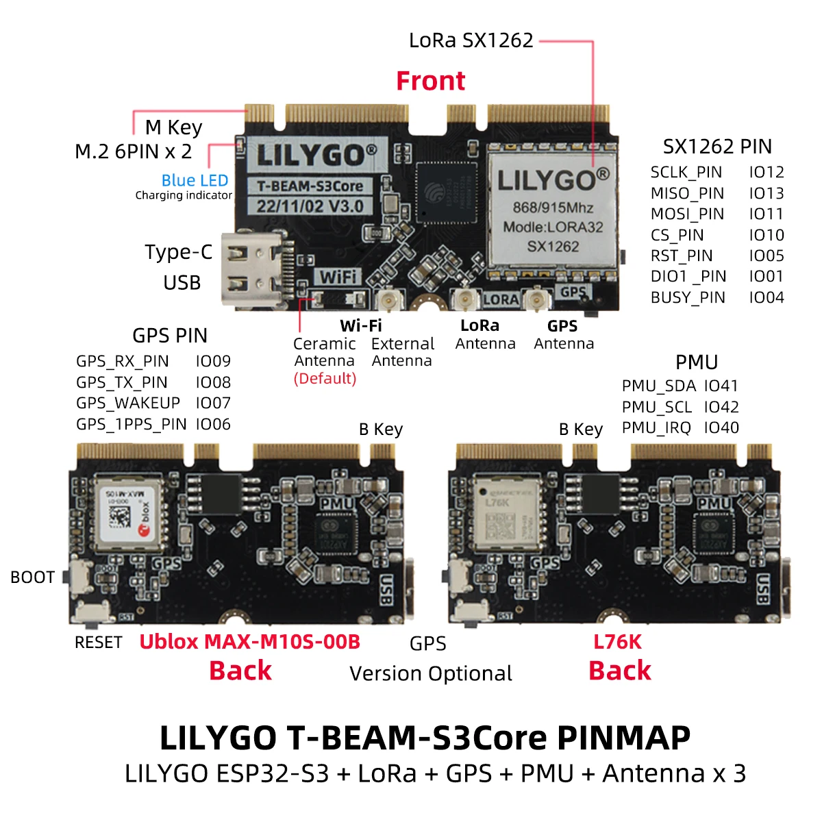 LILYGO T-BEAM-CORE V3.0 L76K U - Esp32 avis et prix