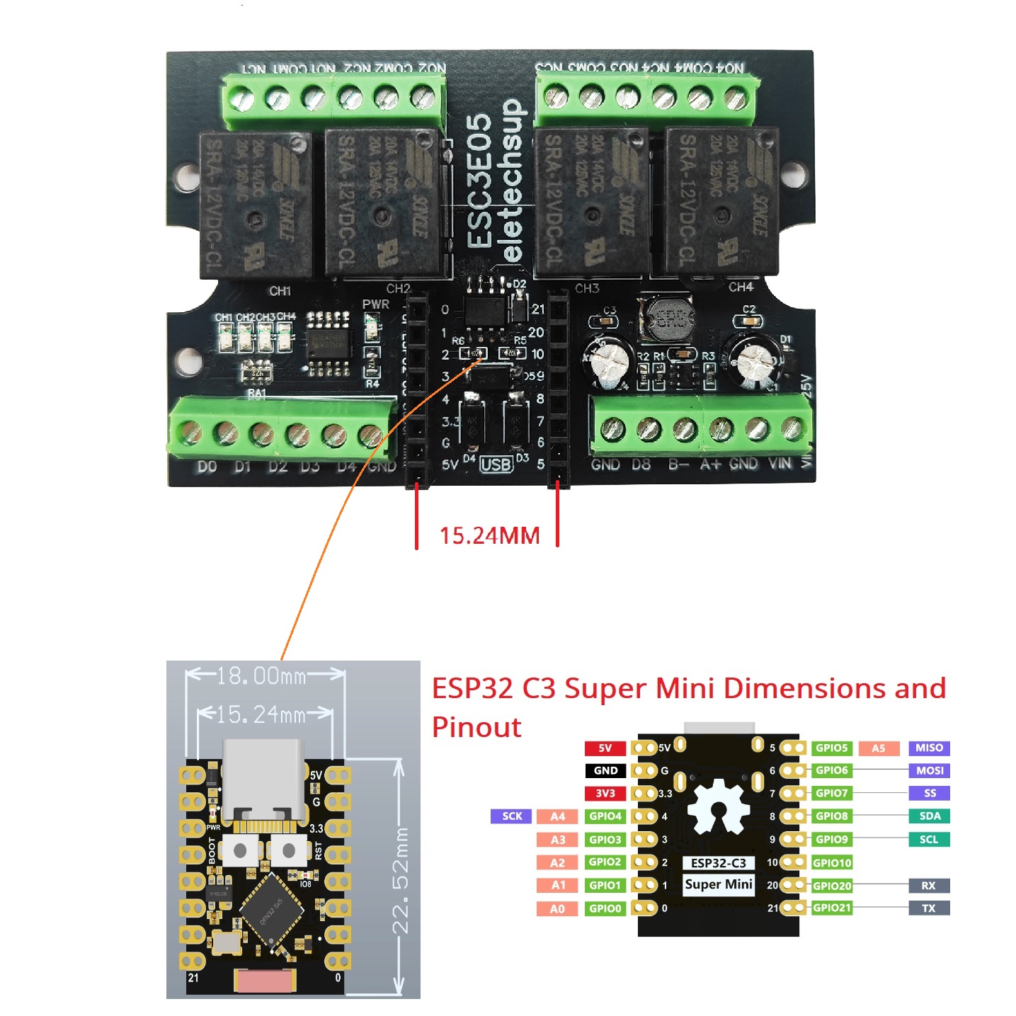 Carte relais industrielle ESC3 - Esp32 C3 avis et prix