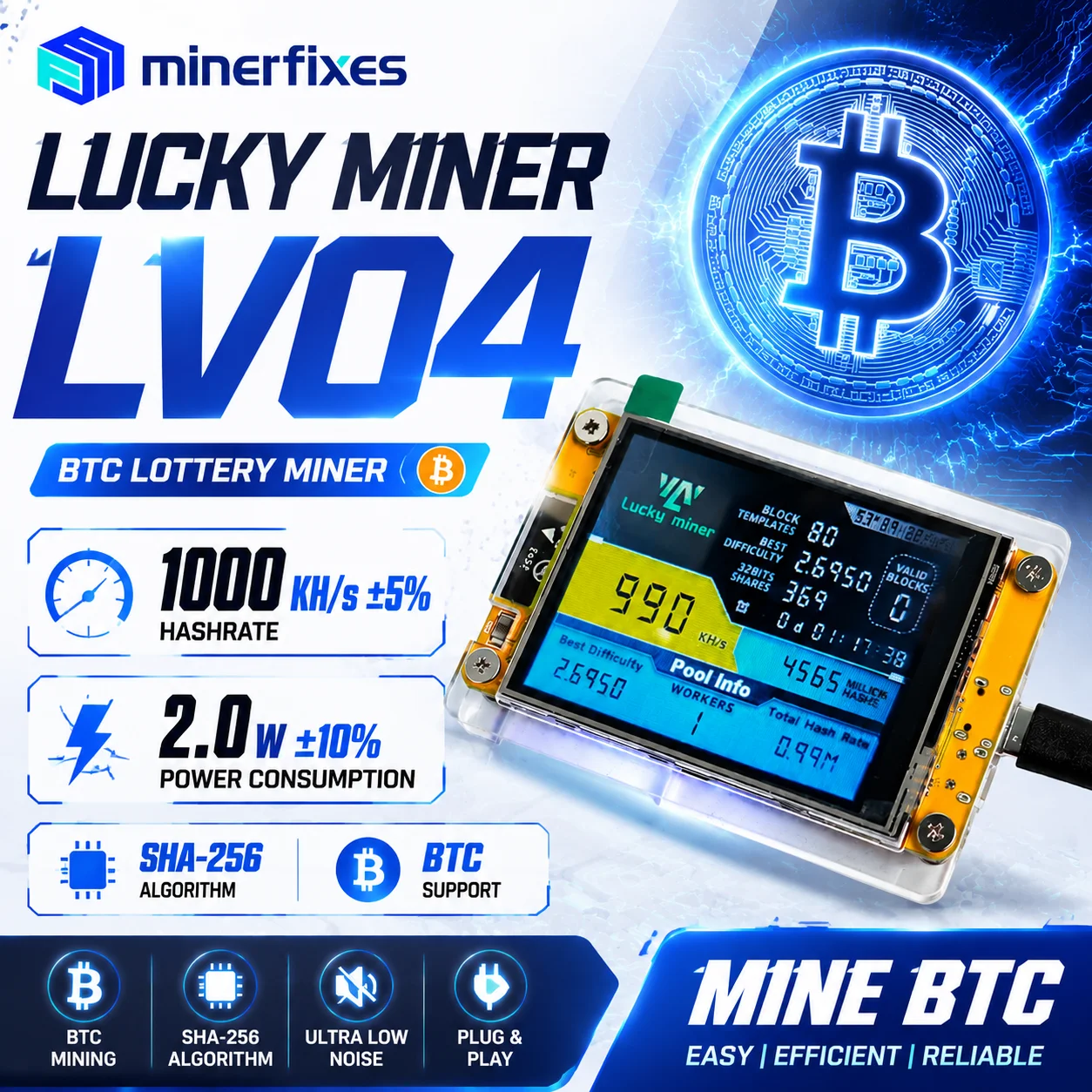 Lucky Miner LV04 NerdMiner V2  - Espressif Esp32 avis et prix